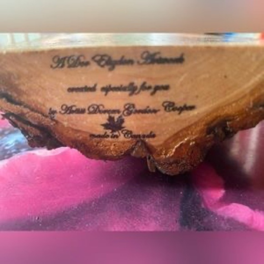 Hand-Painted Hummingbird & Flower Wood Art - Natural Wood Tones - Picture 4 of 4